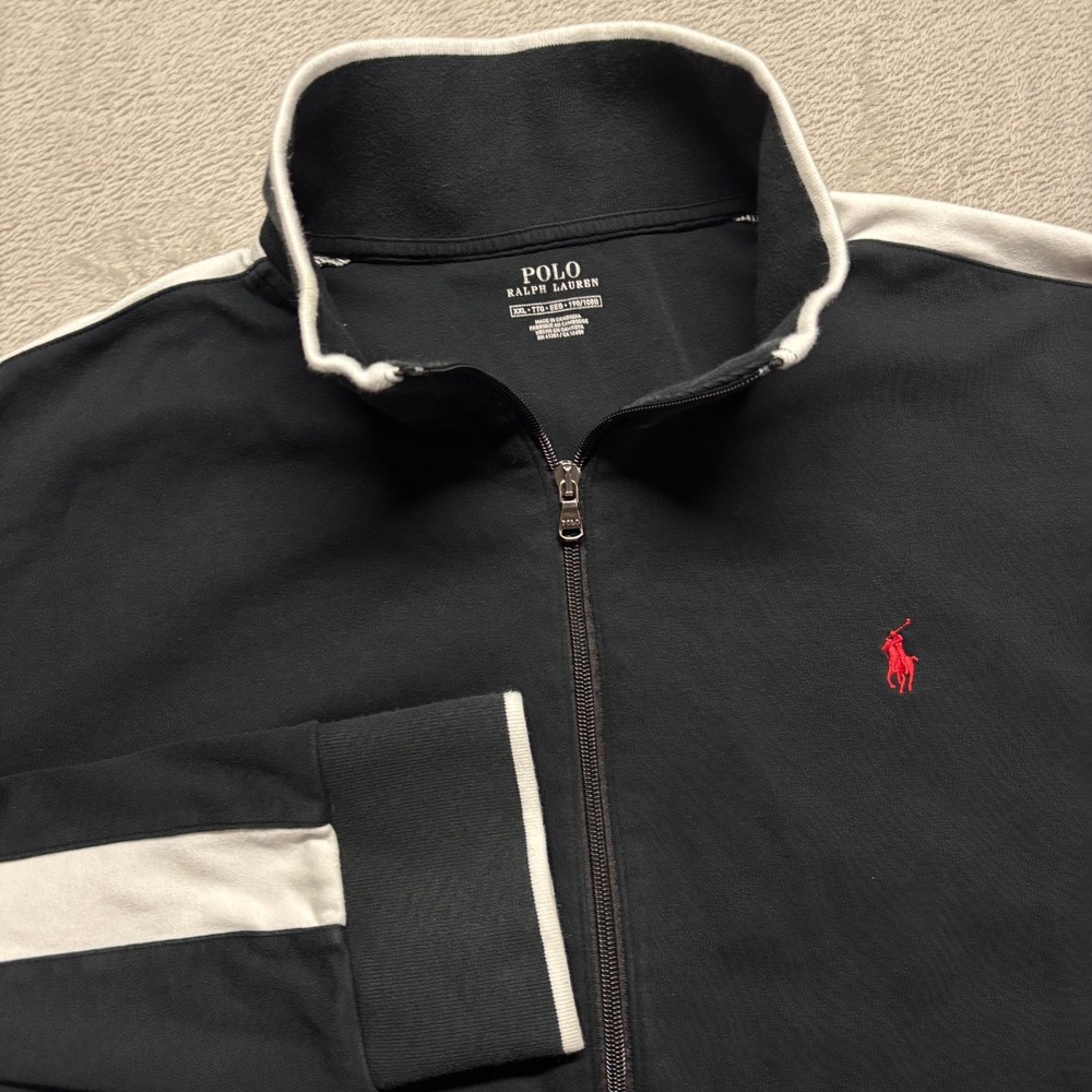 Polo Ralph Lauren Interlock Track Jacket Mens‎ 2XL Black Full Zip Performance